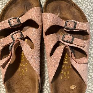 Birkenstock pink and silver papillio sandals size 39 regular width